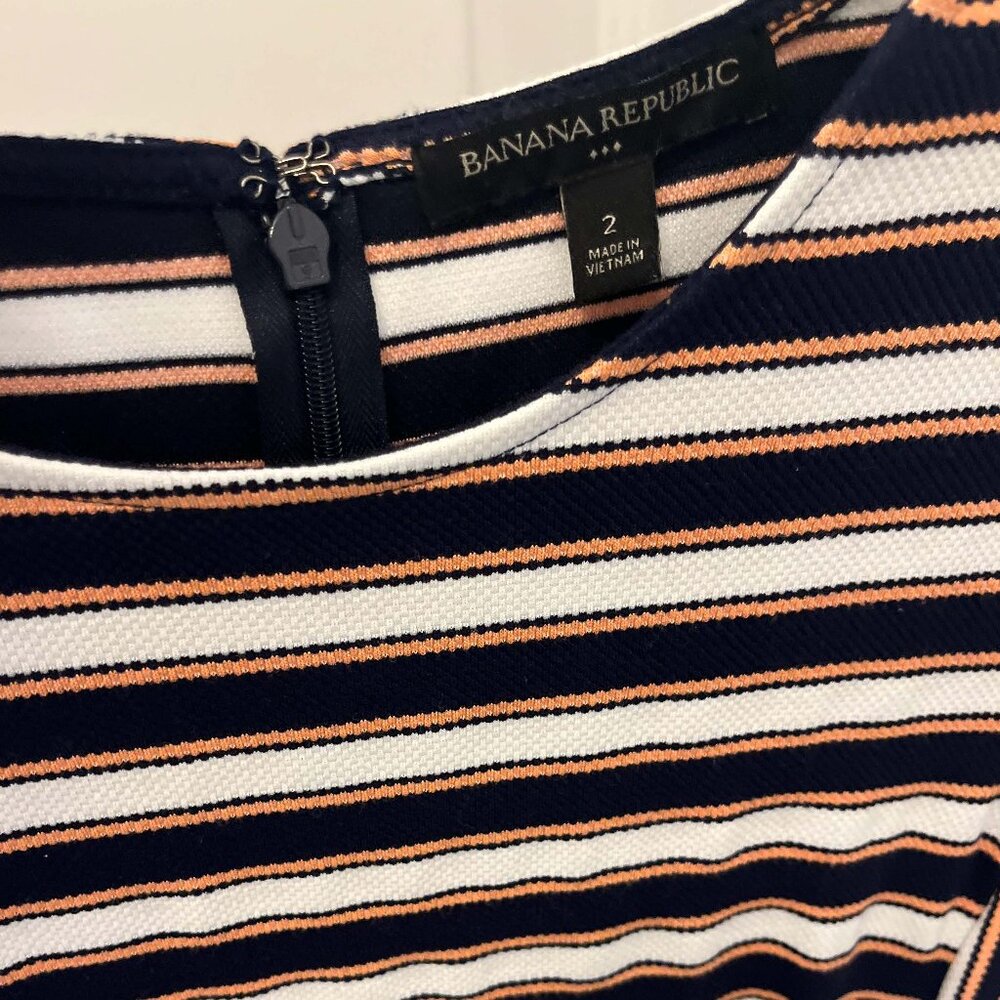Banana Republic Navy White Peach Striped Dress